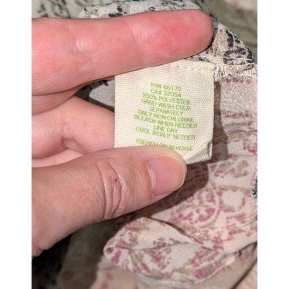 Staring at Stars Blouse S Womens Cream Paisley Scoop Neck 3/4 Bell Sleeves Sheer - Picture 6 of 6